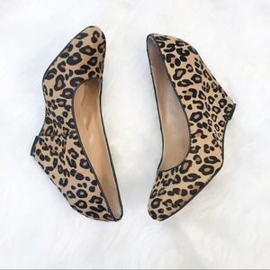 Banana Republic Factory Leopard Print Calf Hair Wedges 6 Black Tan